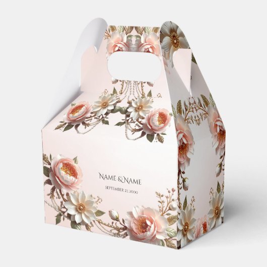 Ballotins Boîte de Faveur de Fleurs Roses et Blanches Décora (Verso)