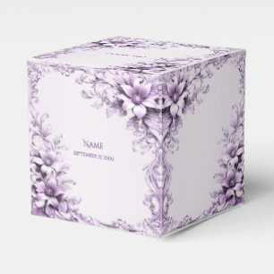 Ballotins Boîte de faveur de fleurs violettes élégantes