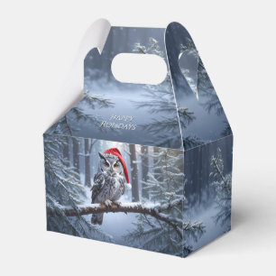 Ballotins Boîte de faveur de hibou avec chapeau de Père Noël