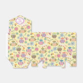 Ballotins Boîte de faveur de hibou mignon jaune (Déplié)