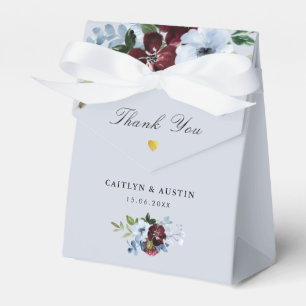 Ballotins boîte de faveur de mariage à fleurs bleu bordeaux 