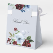 Ballotins boîte de faveur de mariage à fleurs bleu bordeaux  (Arrière)