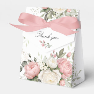 Ballotins Boîte de faveur de mariage à la verdure rose Flora