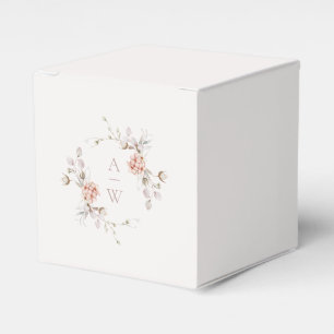 Ballotins Boîte de faveur de mariage à monogramme floral ros