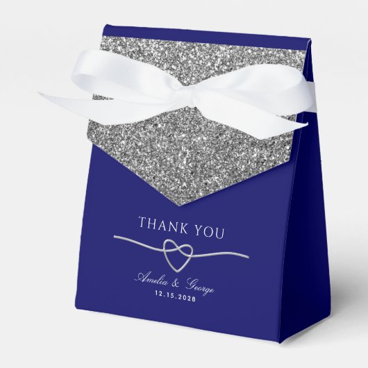 Ballotins Boîte de faveur de mariage argent bleu (Verso)