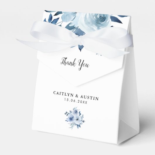 Ballotins boîte de faveur de mariage bleu moderne (Verso)