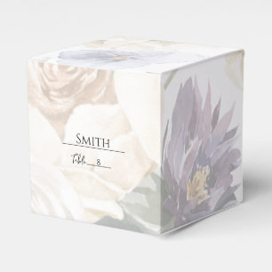 Ballotins Boîte de faveur de mariage floral bleu lavande ivo