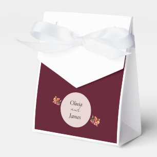 Ballotins Boîte de faveur de mariage floral Bourgogne