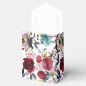 Ballotins Boîte de faveur de mariage floral Bourgogne & Navy (Ouvert)