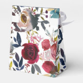 Ballotins Boîte de faveur de mariage floral Bourgogne & Navy (Arrière)