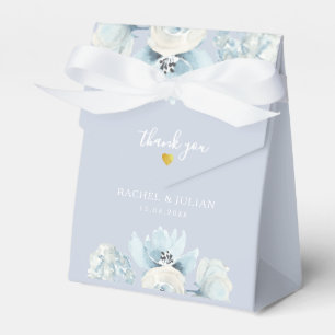 Ballotins boîte de faveur de mariage florale bleu poussiéreu