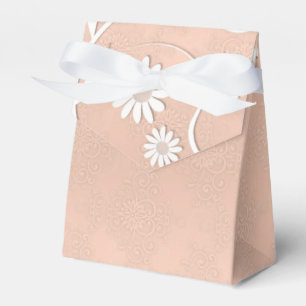 Ballotins Boîte de faveur de mariage florale délicate corail