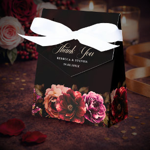 Ballotins Boîte de Faveur de Mariage Florale Élégante Rouge 