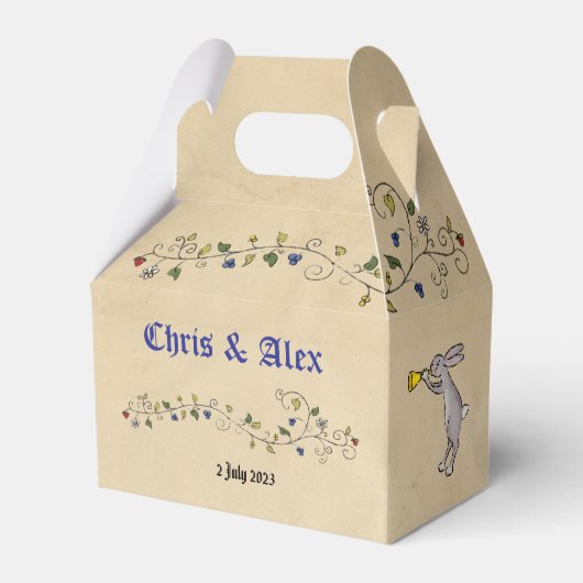 Ballotins Boîte de faveur de mariage pour animaux médiévaux (Verso)