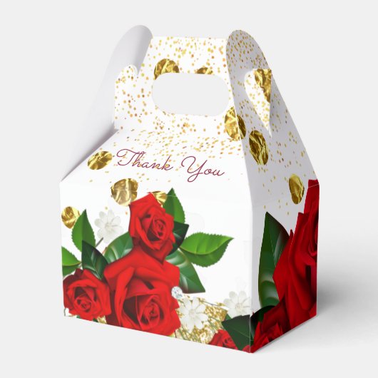 Ballotins Boîte de faveur de mariage Rose Rouge (Arrière)