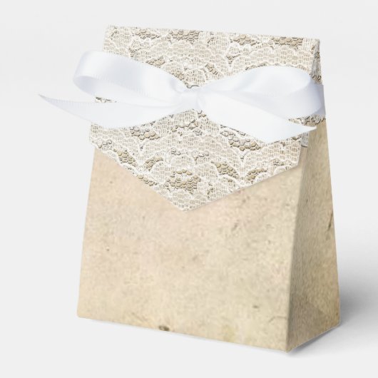 Ballotins Boîte de faveur de mariage Rustique Romance Lace V (Verso)