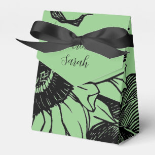 Ballotins Boîte de faveur de mariage tournesol vert sur noir