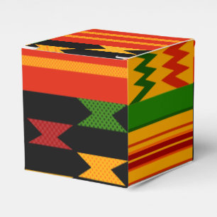 Ballotins Boîte de faveur de motif Kente rouge et noir