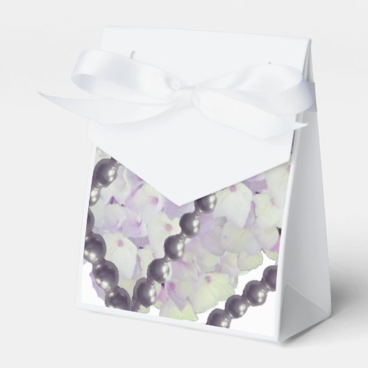 Ballotins Boîte de faveur de perles et d'hydrangeas mauves (Verso)