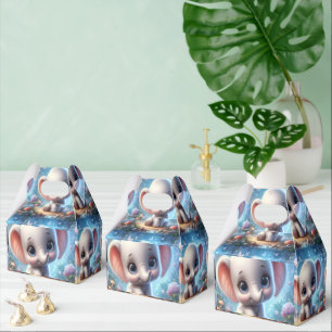 Ballotins Boîte de faveur de pignon Fleur bleue Floral Blanc