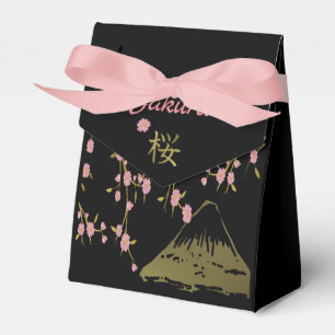 Ballotins Boîte de Faveur de Printemps Japonais Noir Or Saku