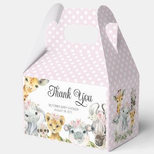 Ballotins Boîte de faveur de Safari Rose pour Baby Shower
