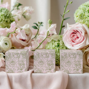 Ballotins Boîte de faveur de sauge verte et rose florale