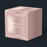 Ballotins Boîte de Faveur de Texte Personnalisé Paillettes O<br><div class="desc">Boîtes de Faveur avec Paillettes Rose Gold Blush Sparkle Drips Texte Personnalisé Rose Moderne - Ajoutez Votre Texte Unique ou Supprimez le Texte - Faites de Votre Cadeau Spécial - Redimensionnez et déplacez ou supprimez et ajoutez du texte / éléments avec l'outil de personnalisation. Conception par MIGNED. Veuillez voir mes...</div>