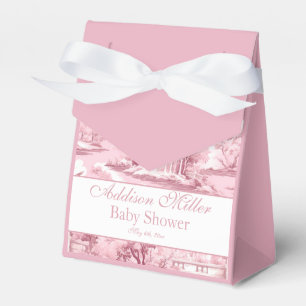 Ballotins Boîte de faveur de toile française à nœud rose coq