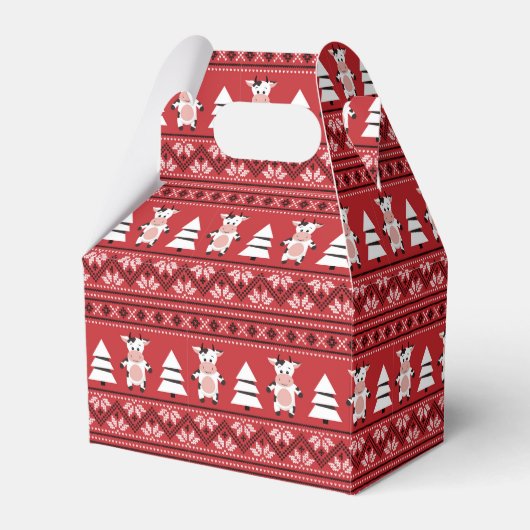 Ballotins Boîte de faveur de vache de Noël mignonne (Verso)
