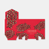 Ballotins Boîte de faveur d'impression rouge et léopard (Déplié)