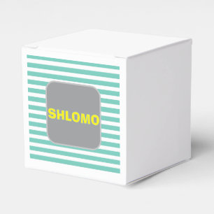 Ballotins Boîte de faveur d'upsherin rayée verte et jaune mi