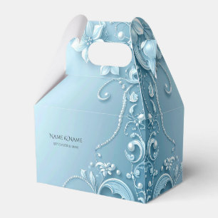 Ballotins Boîte de faveur florale décorative bleue