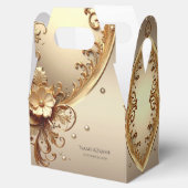 Ballotins Boîte de faveur florale ornée dorée (Ouvert)