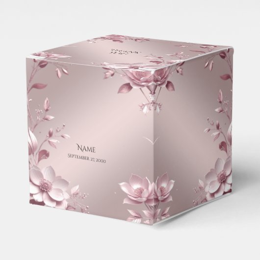 Ballotins Boîte de faveur florale rose délicate (Verso)