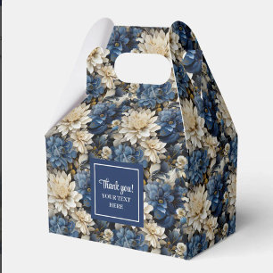 Ballotins Boîte de Faveur Personnalisée Fleurs Blanches Bleu