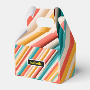 Ballotins Boîte de faveur rayée rétro personnalisée Coloré