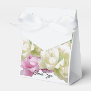 Ballotins Boîte de Faveurs aux Pivoines Roses et Ivoire