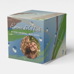 Ballotins Boîte de faveurs de couleur verte, marron et beige