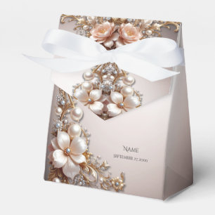 Ballotins Boîte de Faveurs de Fleurs Roses et Blanches Tendr