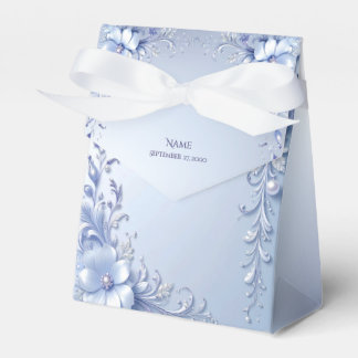 Ballotins Boîte de Faveurs Fleurs Ornementales Bleues avec P