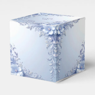 Ballotins Boîte de Faveurs Fleurs Ornementales Bleues avec P