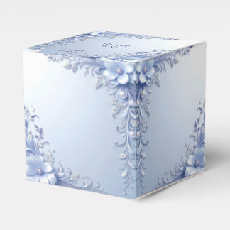 Ballotins Boîte de Faveurs Fleurs Ornementales Bleues avec P