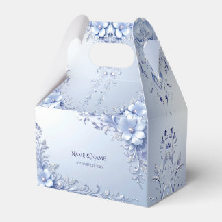 Ballotins Boîte de Faveurs Fleurs Ornementales Bleues avec P