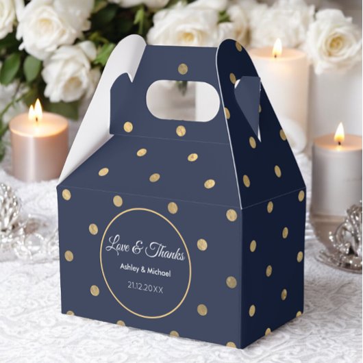 Ballotins Boîte de Fête avec Motif de Points Dorés sur Fond