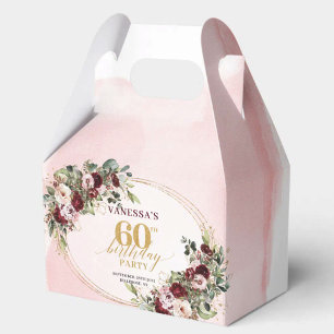 Ballotins Boîte de fête pour 60 ans Rose Gold Burgundy Blush