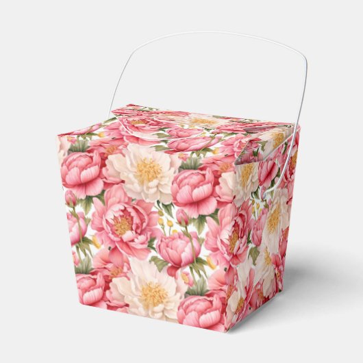 Ballotins Boîte de friandises pour fête aux pivoines roses (Verso)