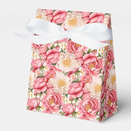 Ballotins Boîte de friandises pour fête aux pivoines roses (Verso)