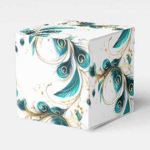 Ballotins Boîte de friandises pour fête aux plumes de paon