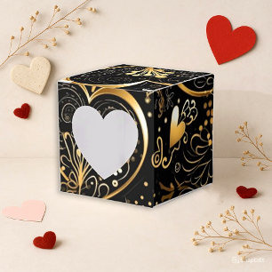 Ballotins Boîte de la Saint-Valentin Cœur Noir Romantique Or